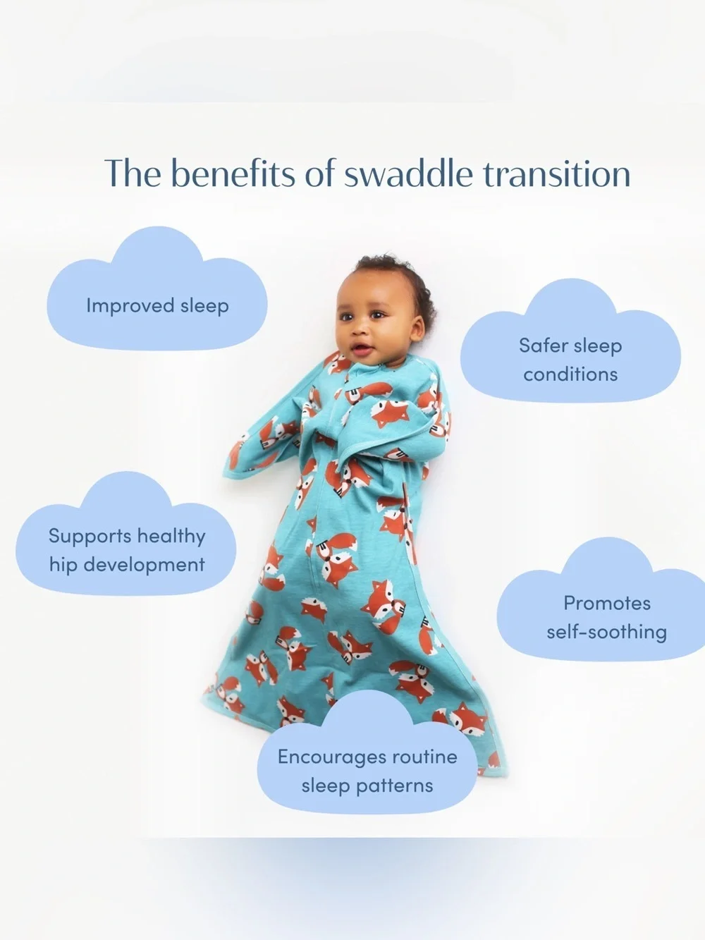 Sleeping Baby Friendly Fox Fleece Zipadee-Zip Swaddle Large 12M-24M